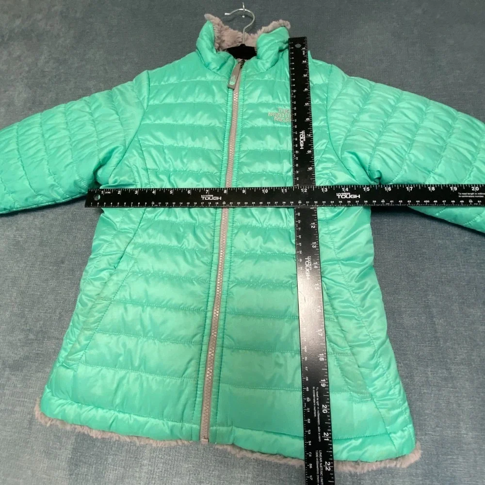 The North Face Mossbud Reversible Jacket Girls Medium 10/12 Aqua Green Full Zip